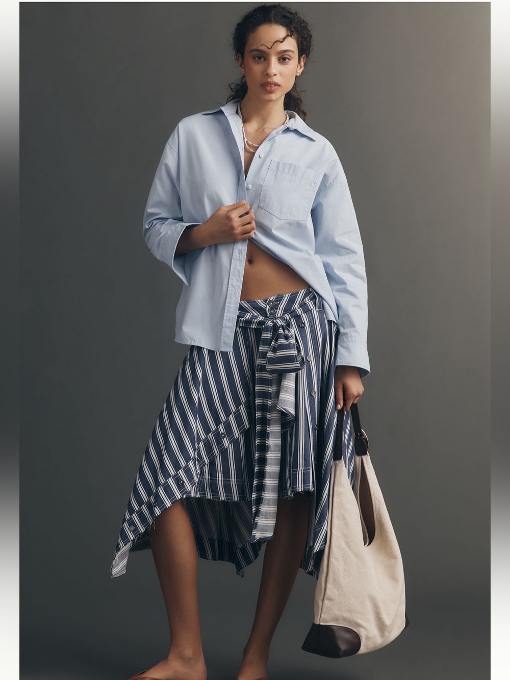 NWT Anthropologie Pilcro asymmetric raw-edge tie-waist skirt